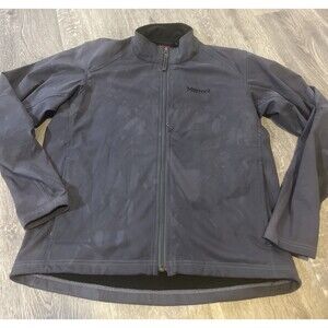 Marmot Men’s Polartec Black/Grey Camo  Full Zip Jacket Inside Zip Size Medium